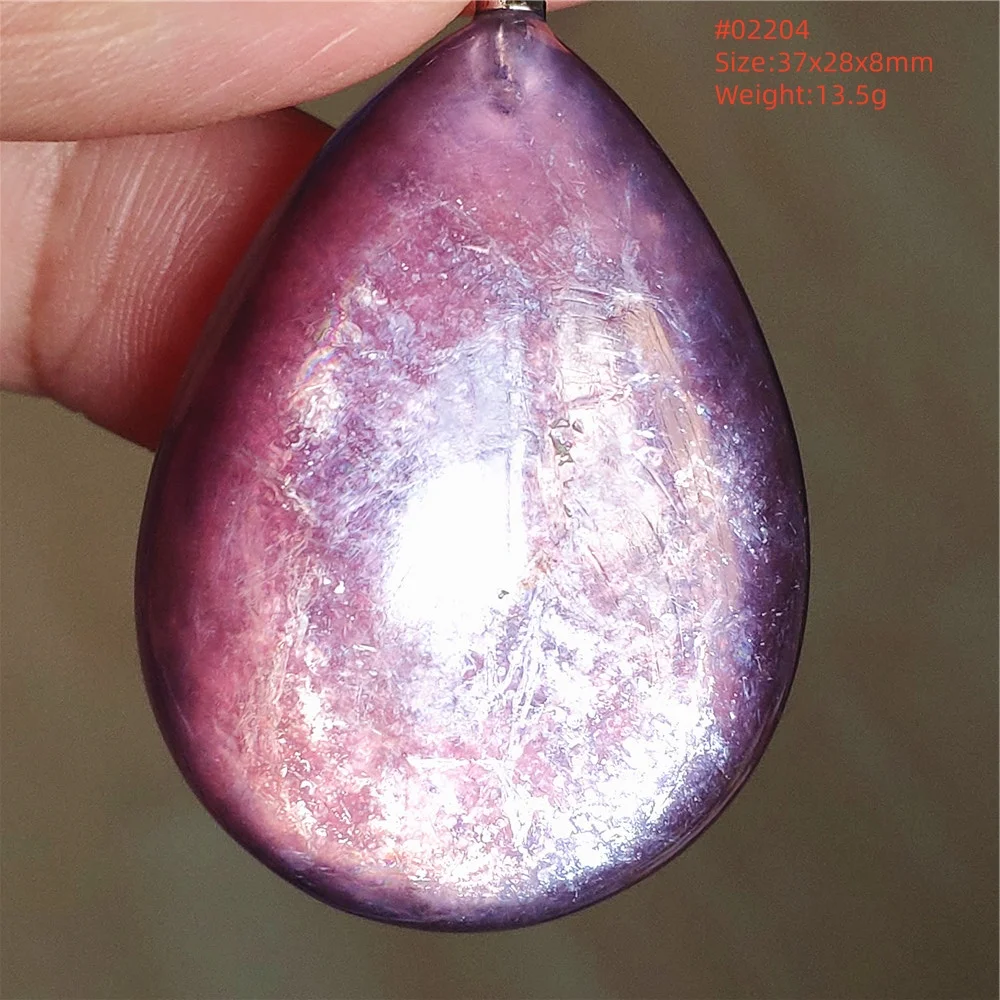 Natural Purple Lepidolite Pendant Flash Beads Woman Men Water Drop Red Tourmaline Clear Beads Jewelry AAAAAA