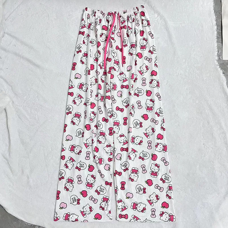 Hello Kitty Flannel Pajama Pants Anime Cartoon Sanrio Home Pants Couple Home Sleepwear Trousers Leisure Home Clothing image 4