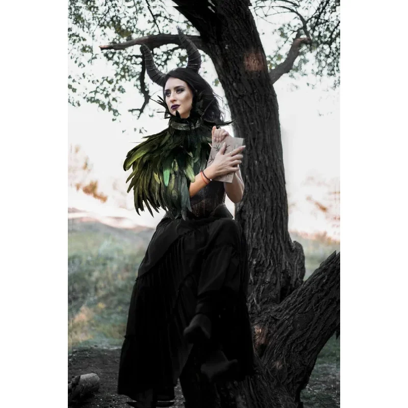 Capa de plumas blancas, chal, disfraz, cuello de bruja negra, cuello de cuervo para adultos, alas de cisne, accesorios para fiesta Rave