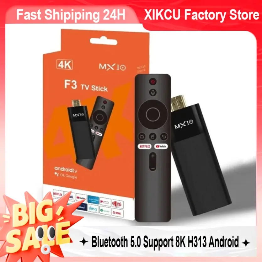 

XIKCU New MX10-F3 Product H313 Four core WiFi6 Bluetooth 5.0 Support 8K H313 Android 13.0 2+16GB 4+32GB 4+64GB Tv stick box