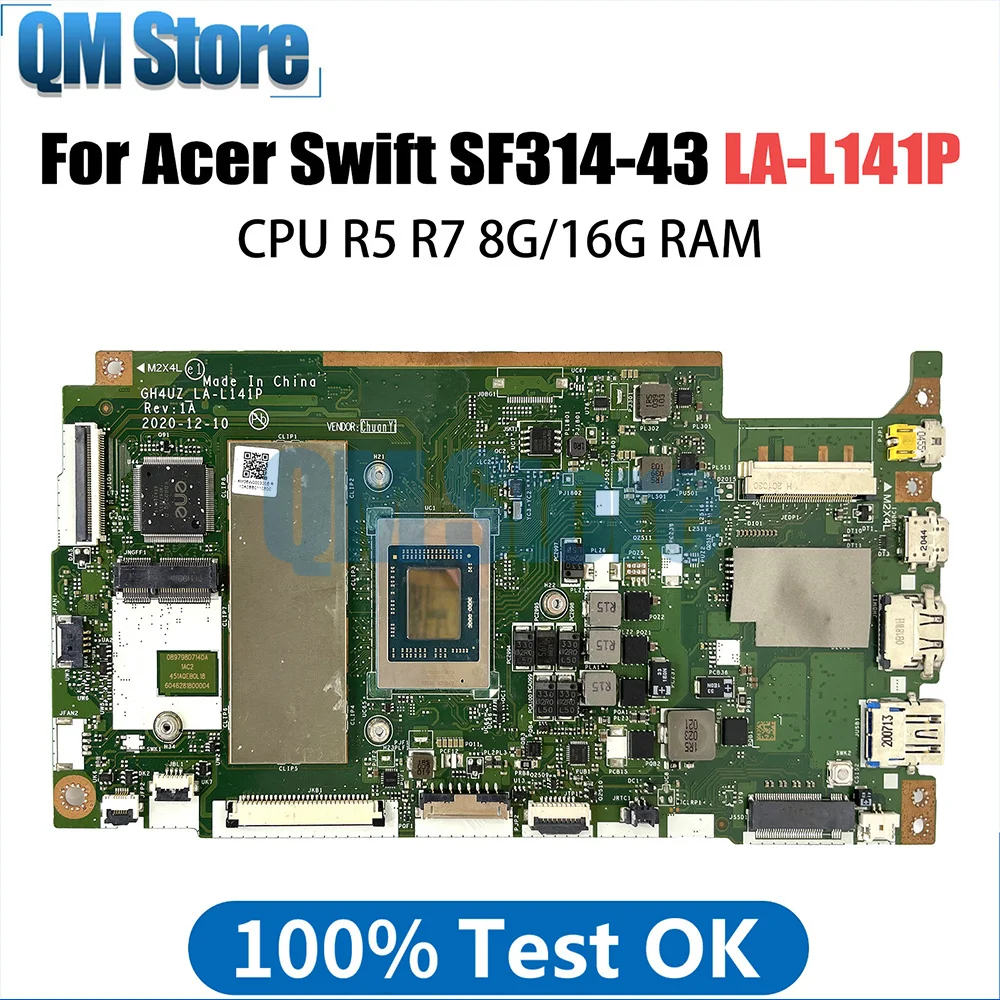 

NB.AB211.006 GH4UZ LA-L141P Mainboard For Acer Swift SF314-43 Laptop Motherboard With R5-5500U R7-5700U CPU 8GB 16GB RAM