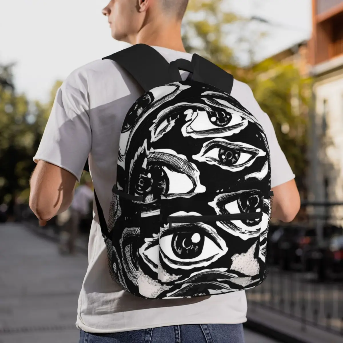 Funny The Evil Eyes Horror Style Backpack Student BookBag Kids School Bag Computer Shoulder Bags for Men Women