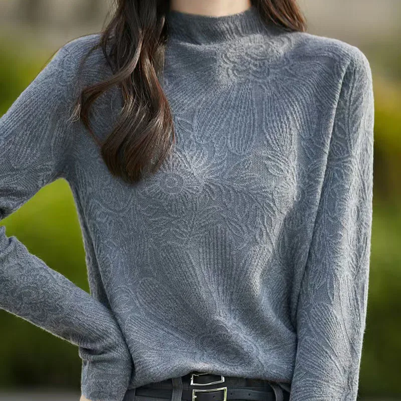 

Autumn And Winter New Half-High-Necked Knitted Bottoming Shirt Women's Sweater