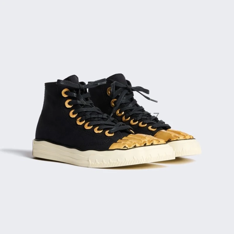 Golden Toe Canvas Shoes Men Women High-end Street Dance Performance Shoes Adult Lace Up Flat Non-slip Dance Sneakers