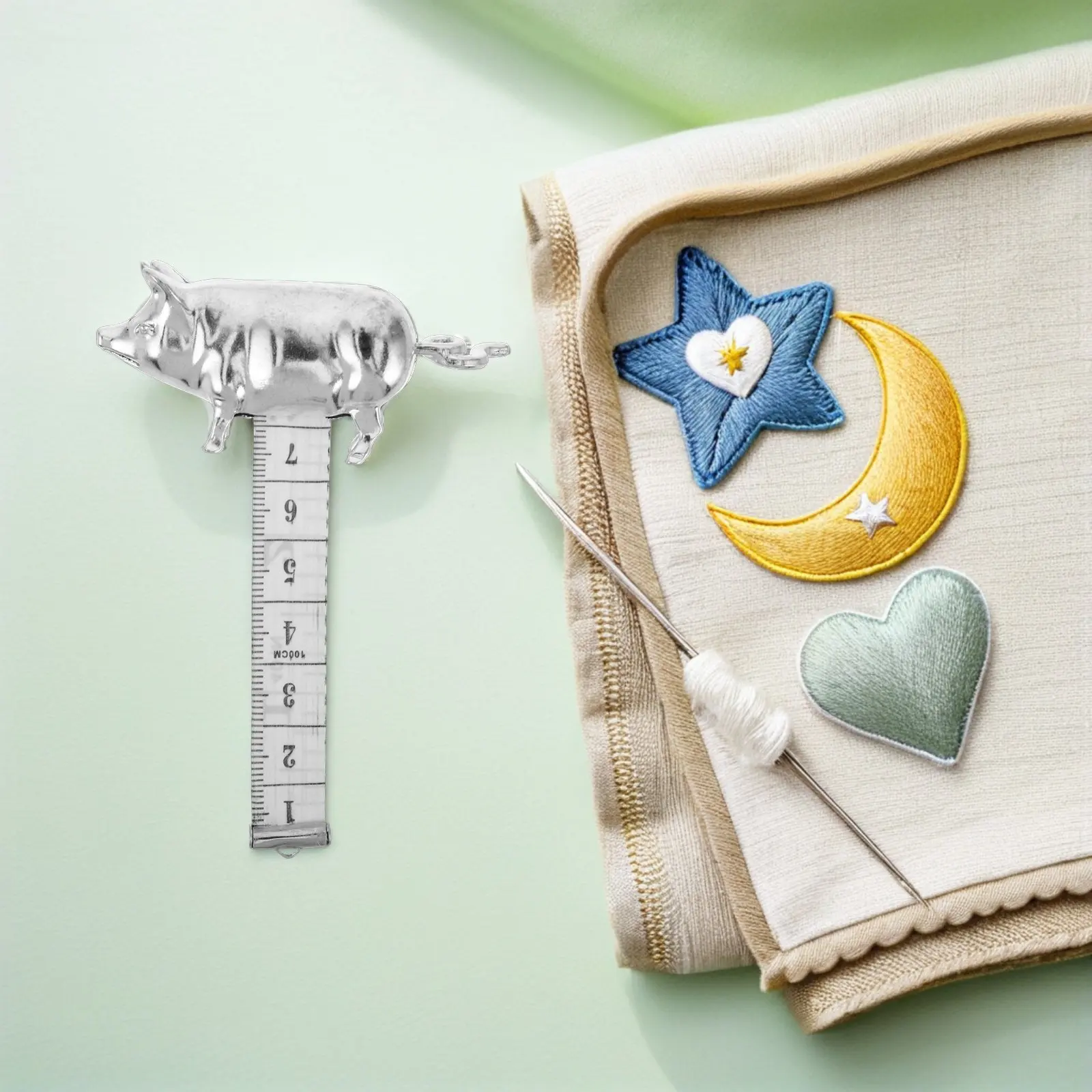 Retro Metal Pig Mini Tape Measure Compact Retractable Measuring Tape For Crafts Sewing Crochet Body Measurement Portable Keyring