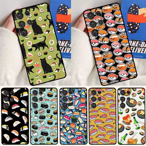 Food Sushi Soft Case For Samsung Galaxy S25 Ultra S9 S10 S20 FE S21 S22 S23 Plus S24 Ultra Funda Cover