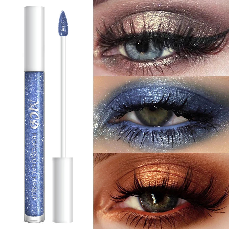 22 couleurs, fard à paupières liquide, imperméable, scintillant et scintillant, Kit de maquillage de beauté, Palette pour les yeux fumés longue durée avec mat à gl