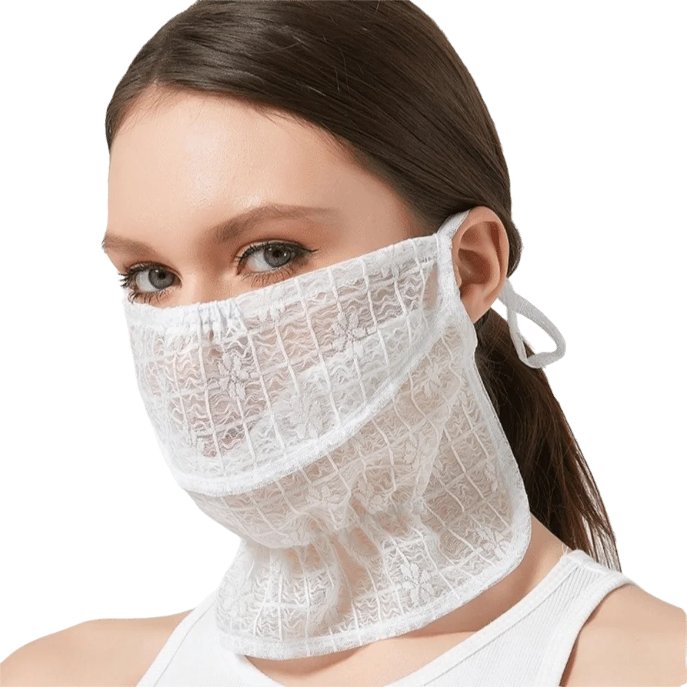 Fashion Trend Neck Protection Lace Face Cover Breathable Dustproof Sunscreen Mask Mask Women