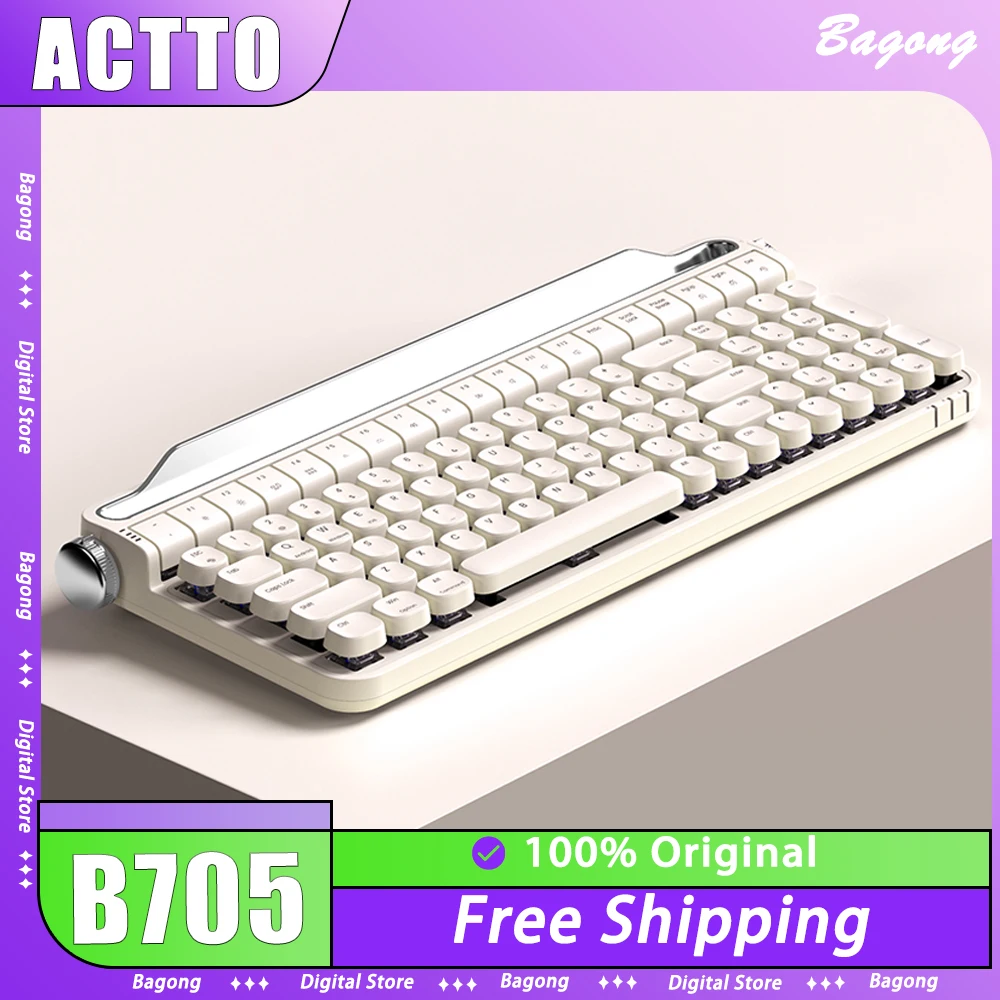 

ACTTO B705 Mechanical Keyboard Multifunctional Knob Dual Mode RGB Backlight Gaming Keyboard Hot Swap Pc Gamer Accessories Office