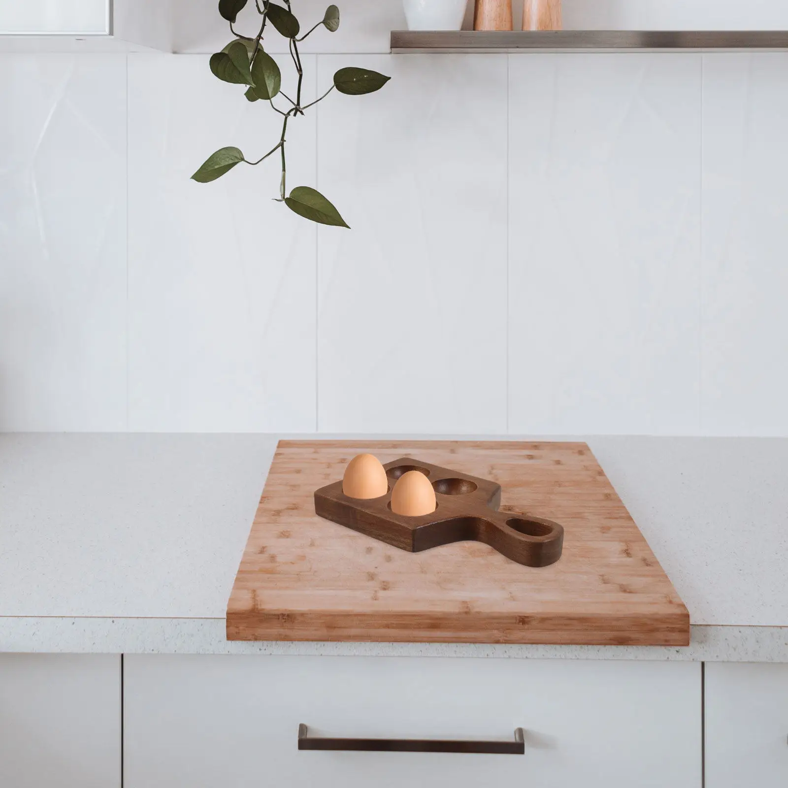 4 Holes Wooden Deviled Egg Tray Egg Holder Kitchen Countertop Fridge Storage Organizer Charcuterie Board Easy to Clean