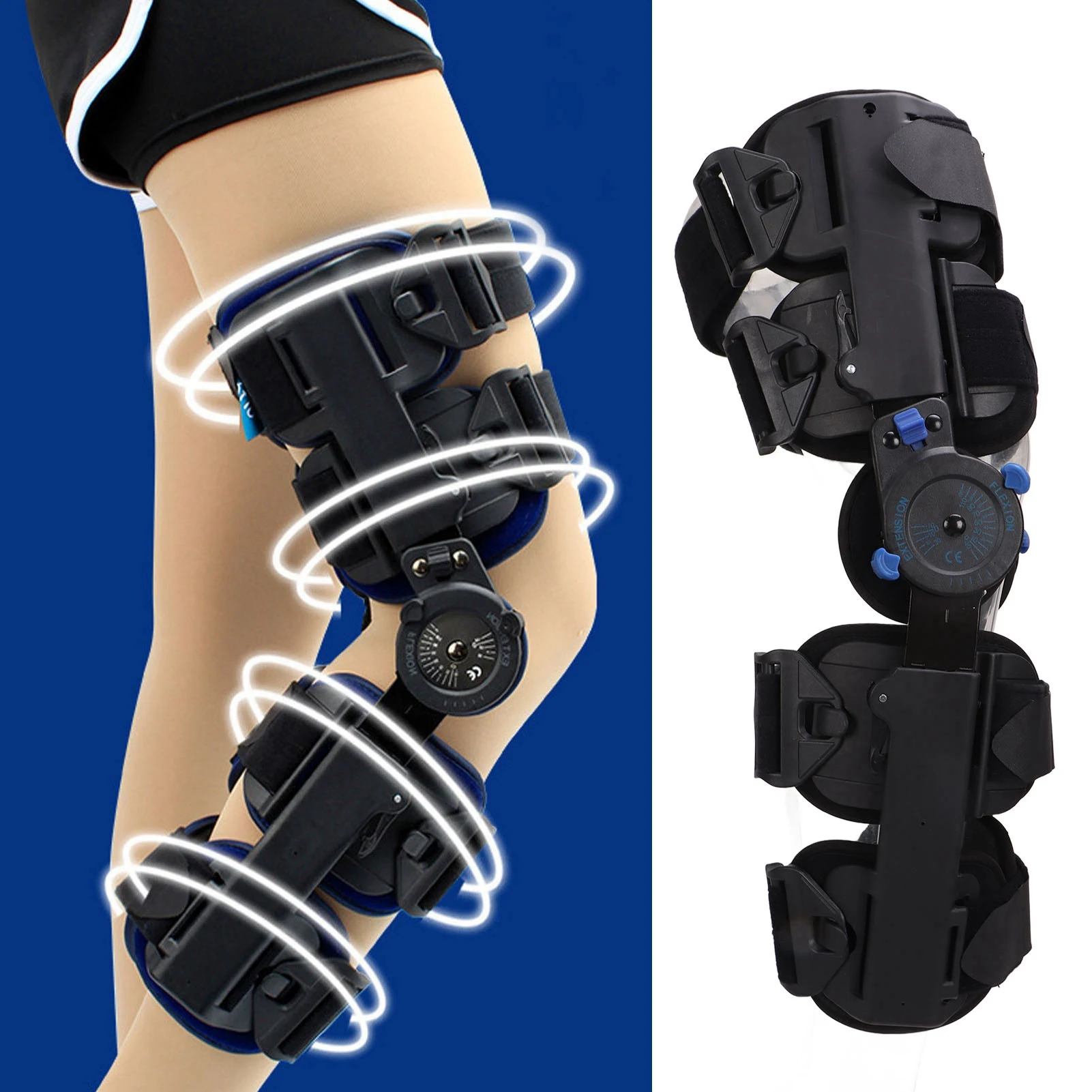 Post Op Knee Brace Adjustable Hinged Knee Support Orthosis Immobilizer Protector for Men and Women for Postoperative Recovery