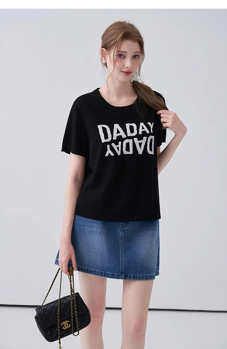 LIEDU Korean Casual Slim Fit Plus Size Graphic Print Knit Crop T Shirt Women Short Sleeve Ice Silk Cool Streetwear Daily Outfit