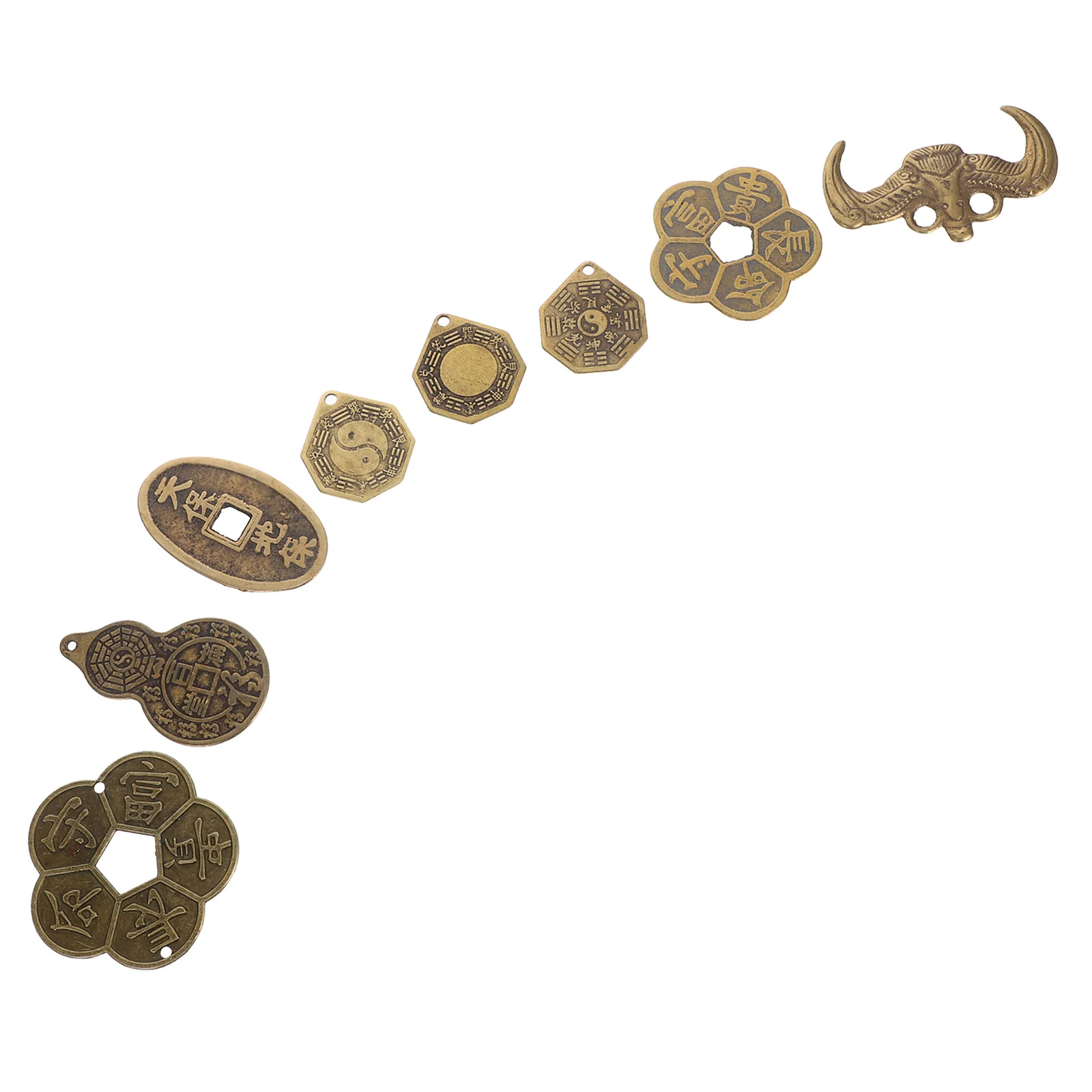 

8 шт. декоративных латунных монет в китайском стиле, талисманы на удачу для усиления энергии фэншуй, винтажные инструменты для гадания, для дома и магазина