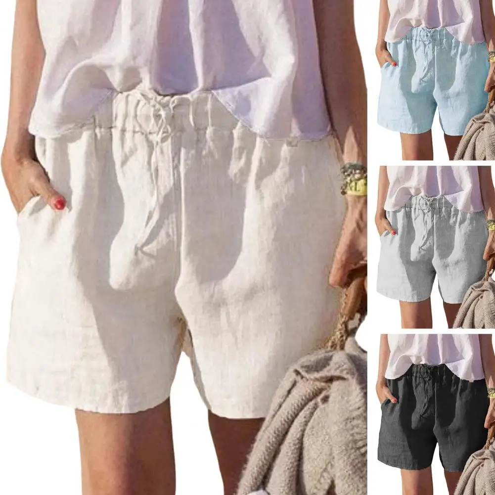 

Casual Soft Shorts For Women's 2024 Summer New European American High Waisted Lace Up Loose Beach Wide Leg Mini Shorts Pants