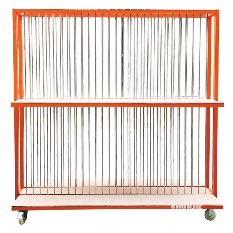 500kg Load Capacity Double Layer Door Window Frame Storage Transport Trolley With Stainless Steel Partition Line Glass Trolley