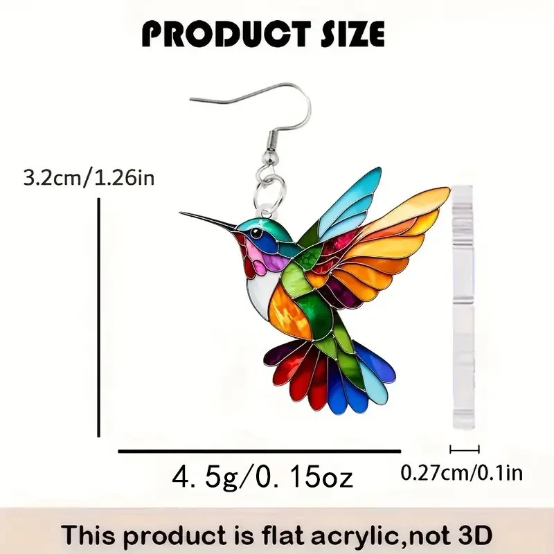 Cross border Spring Festival Colorful Bird Acrylic Earrings from Europe and America, 2024 New Hot Selling Fashion Retro Earrings