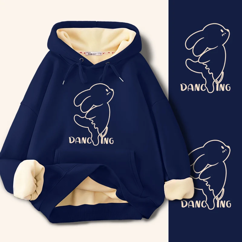 Sweat-shirt à capuche pour femmes, manteau bleu marine, doublé polaire et épais, nouvelle collection automne et hiver 2025