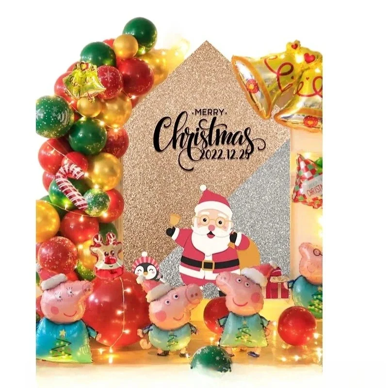 

Christmas background wall poster arrangement, balloon decoration, Christmas Eve party scene dressing