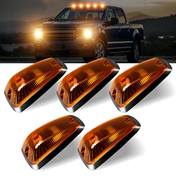 5PCS Amber/White/Smoked Chevy/GMC Cab Roof Running Car Light Cover Base with T10 5050 LED Bulbs for 1500 2500 3500 Pickup Trucks