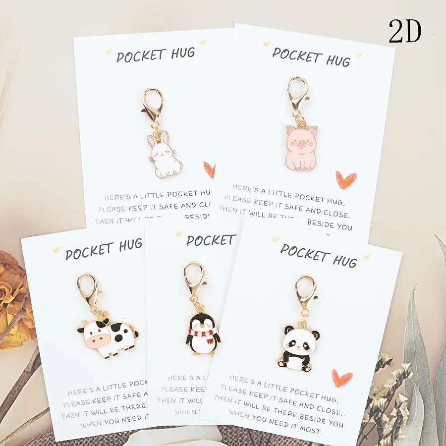 1/5/10/20/50/100pcs of 5 Cute Animal Themed Keychains, Featuring Penguin, Pig, Rabbit, Cow, Panda And Other Animal Keychains, wi
