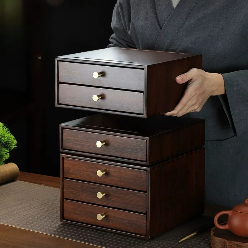 Bamboo Tea Storage Box, Moisture-Proof Tea Cake Holder, Chinese Style  Canister & Serving Tray for  Ceremony Home