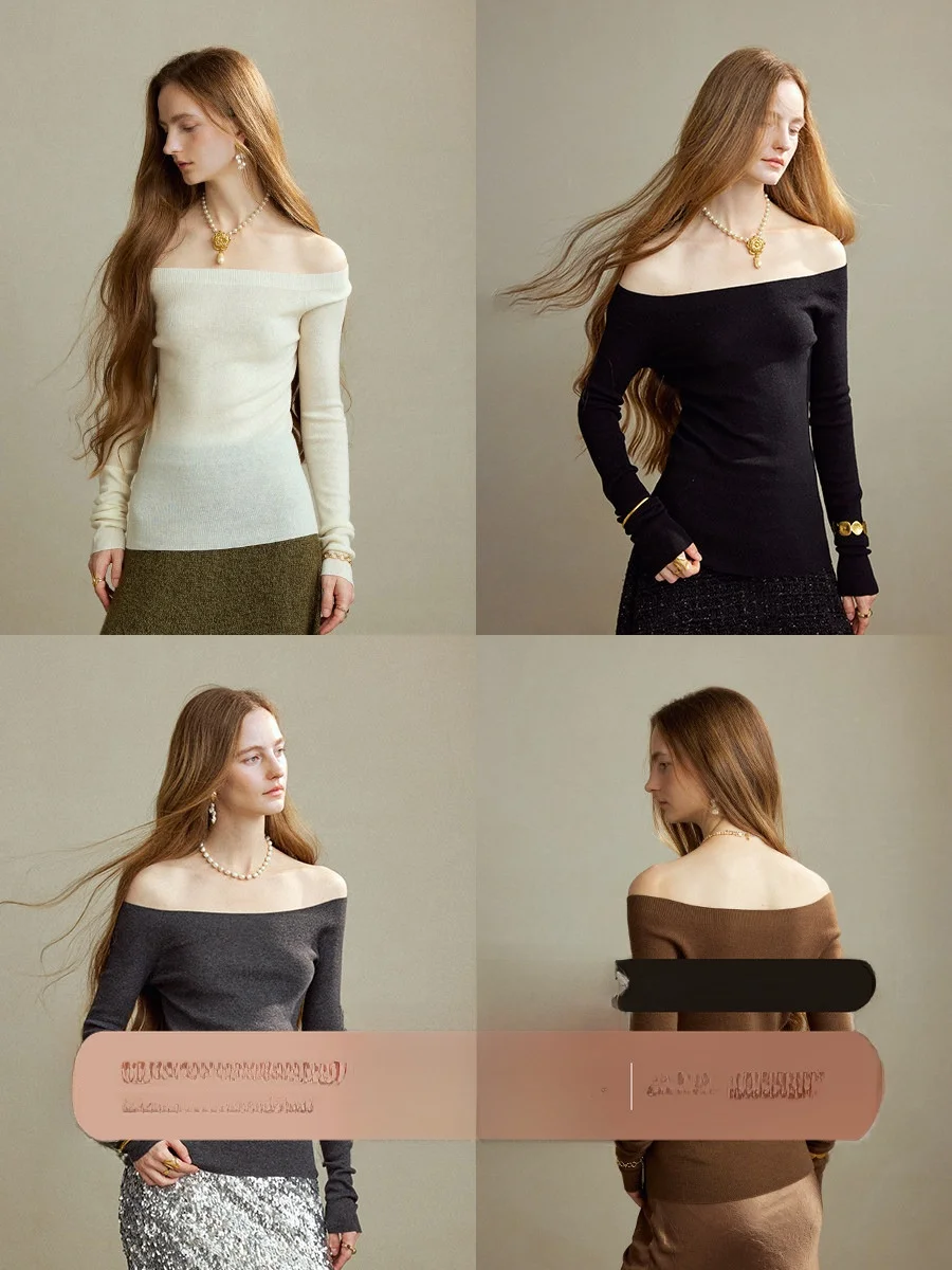 

Вязаный женский свитер с одним открытым плечом, мягкий, французский стиль, для повседневной носки, зимний, с длинным рукавом, для защиты от ветра