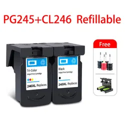 Compatible Refillable Ink Cartridge For Canon 245 246 PG245 CL246 Pixma MX490 MX492 TS202 TS302 TS3120  TR4520 Printer