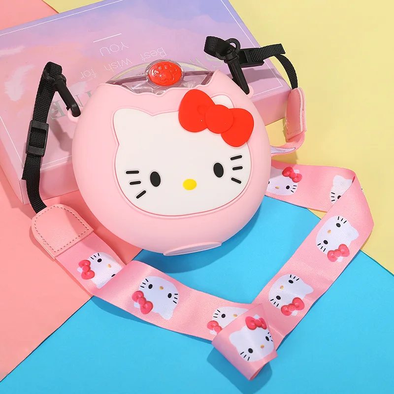 Sanrio Hello Kitty Kuromi My Melody Cinnamoroll Water Cup Student Children Summer Straw Outdoor School Portable Strap