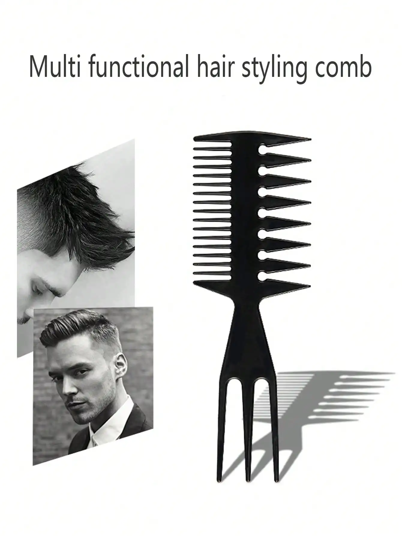 1 Piece Men's Herringbone Pattern Backcombing Comb, Vintage Wide-Tooth Styling Comb, 3-in-1 Design That Also Functions as a Tail Comb, Suitable for Creating Vintage Backcombed Hairstyles, Braiding, Haircuts, Trimming, and Daily Grooming, Both for Professional Use in Barber Shops and as an Ideal Men's Christmas Gift.