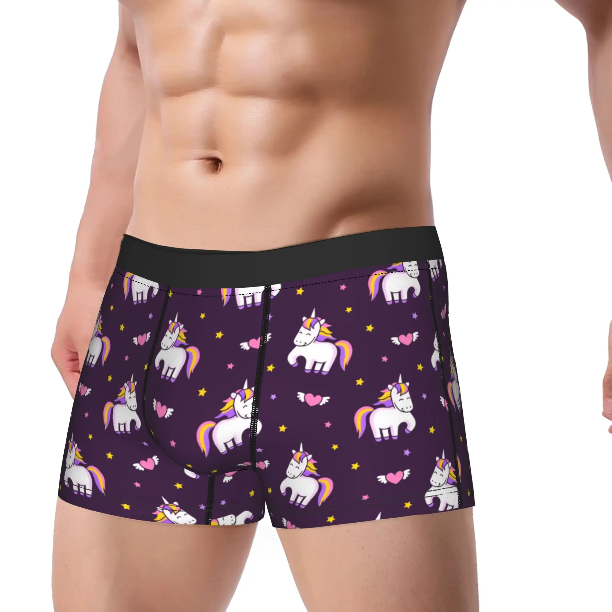 Magic unicorns and flying hearts on a dark night  Underwear  Design Boxershorts High Quality Panties Breathable Shorts Briefs