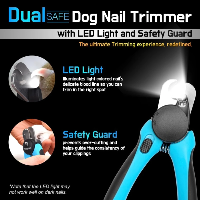 LED Dog Cat Nail Clippers with Light Illuminates Bloodline Extra Sharp for Thick Nails Quick Sensor Avoid Over Cutting Toenail