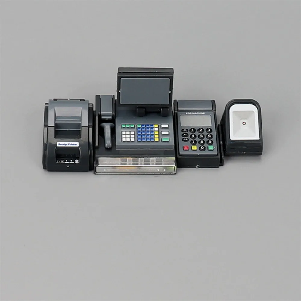 Mini Doll House Cash Register 1:6/1:12 Scale Black Gray Miniature Cash Register DIY Funny Mini Supermarket Store Card Machine