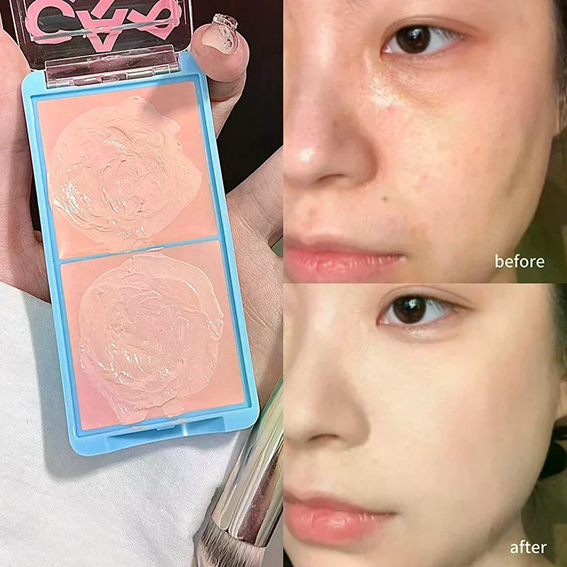 Cappuvini-crema iluminadora Facial de dos tonos, paleta de resaltadores faciales de expansión, rubor Natural, colorete hidratante mate