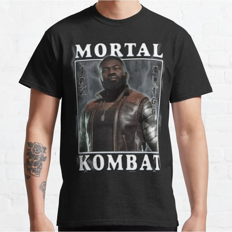 

Jax 80s retro video game Mortal Kombat 1 Short-sleeve crewneck T-shirt for men large size Adult Tops S-6xl