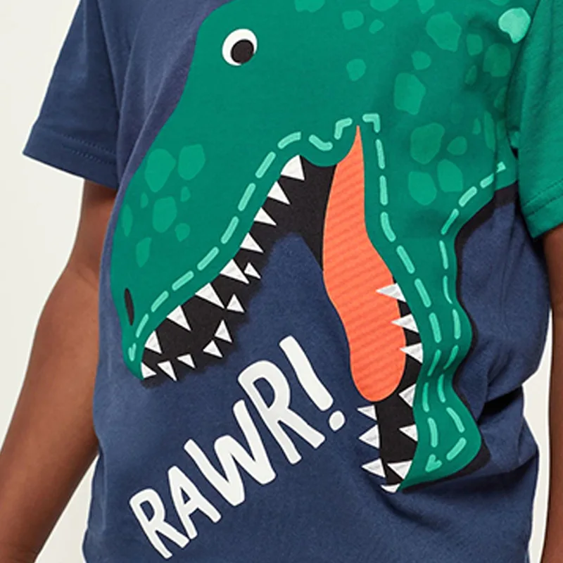 Little maven 2024 ragazzi vestiti estate modello dinosauro feroce T-Shirt per bambini 7 anni bambini ragazzi T Shirt