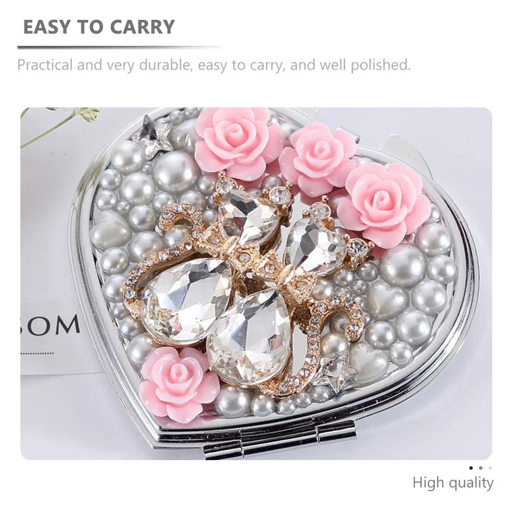 

1Pcs Heart Shape Makeup Mirror Compact Portable Travel Mini Mirror Pocket Small Carry Durable Practical