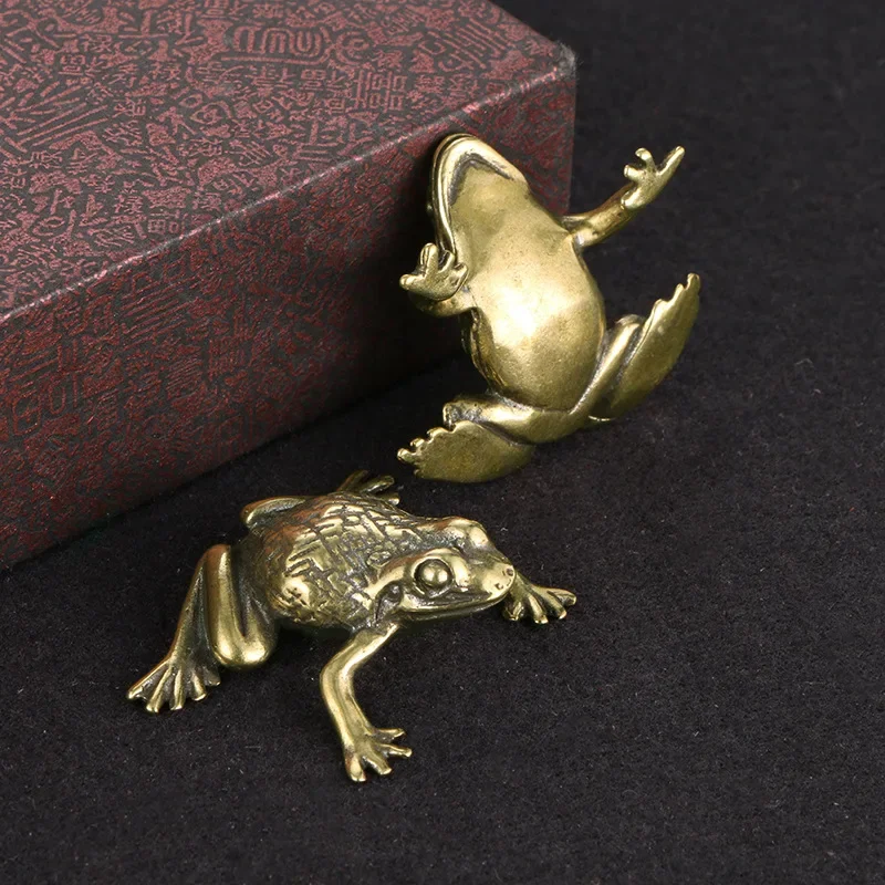 Retro Brass Gather Money Golden Toad Toad Frog Bronze Ornament Small Tea Pet Figurines Study Decoration Collection of Crafts