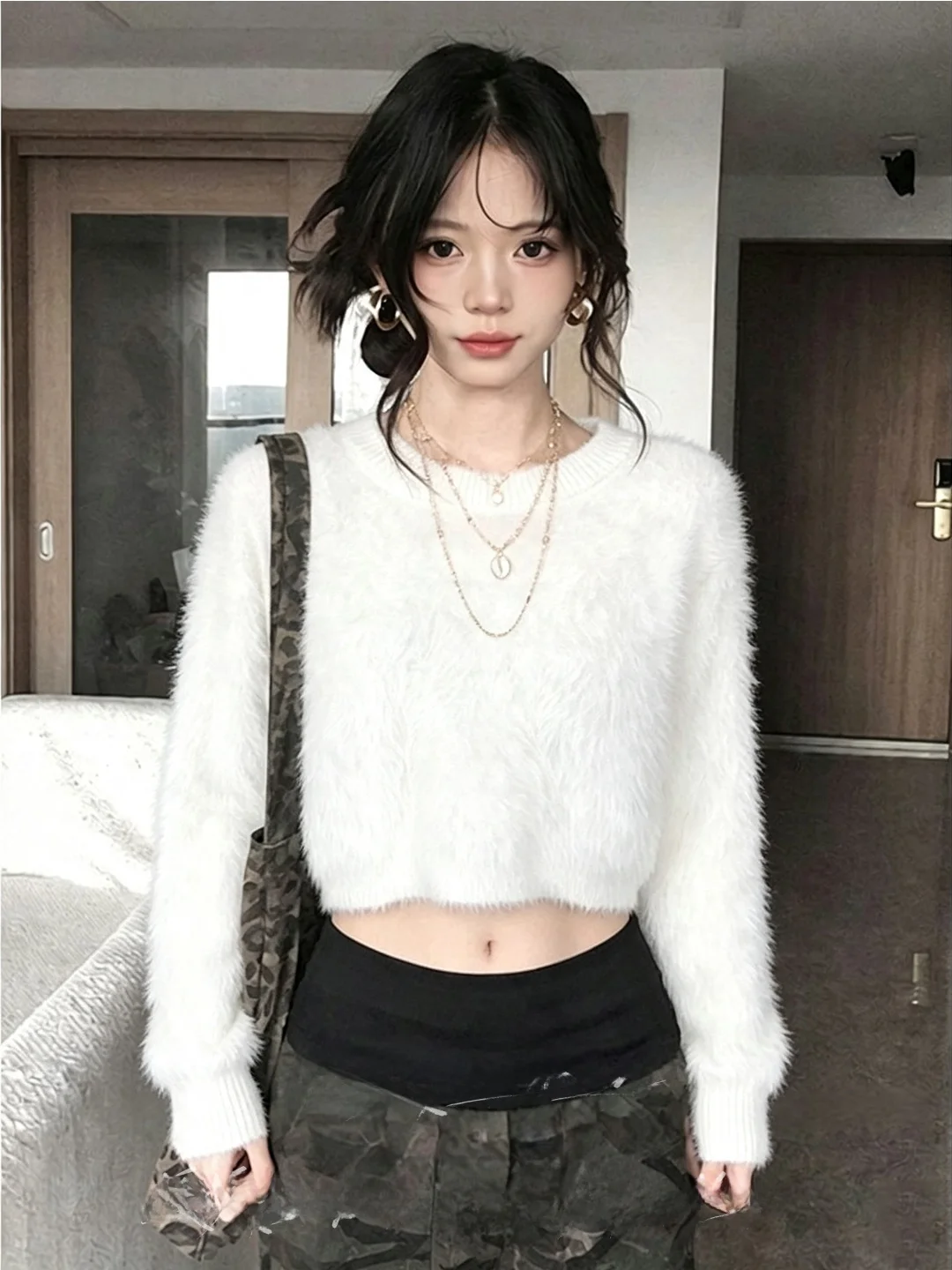 Soft Soft Cozy Short Knitted Sweater Women's round Neck Slim Fit Fluffy Top Spring Autumn New Style Loose Style Fashion Polyester - Aliexpress Deal