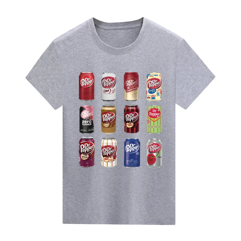 Dr Pepper T-shirt Y2k Vintage Casual Crew-Neck Pullover Punk Graphic Short Sleeve Comstylish Harajuku Basic Daily Simple Tee