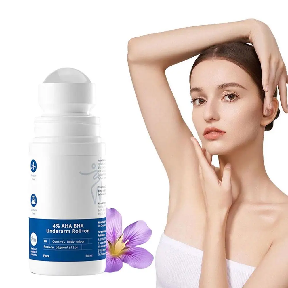 لفة تحت الإبط 4% AHA BHA على 50 مل - كرة دوارة لطيفة لتغذية البشرة تحت الإبط للبشرة الناعمة والناعمة تحت الإبط #4