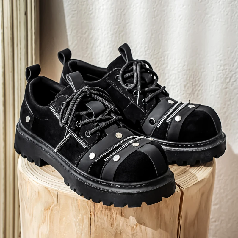 أحذية رجالية عالية الجودة مصمم أزياء الشارع نمط الجلد المدبوغ أحذية رجالي الاتجاه في الهواء الطلق أحذية رياضية رجالية عادية Zapatillas Hombre #4