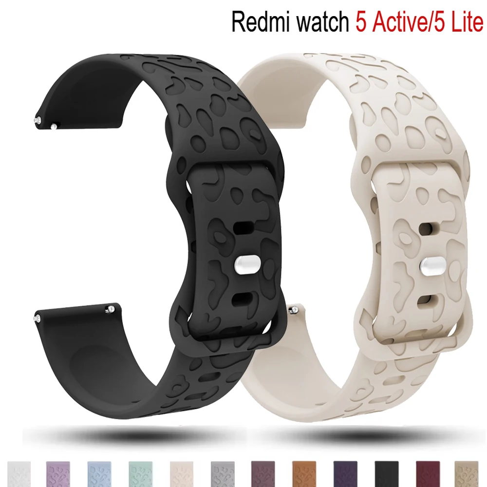 22mm Straps for Redmi Watch 5 Active/5 Lite Sport Silicone Engraved Leopard Belt Bracelet Correa Xiaomi Redmi Watch5 Active band