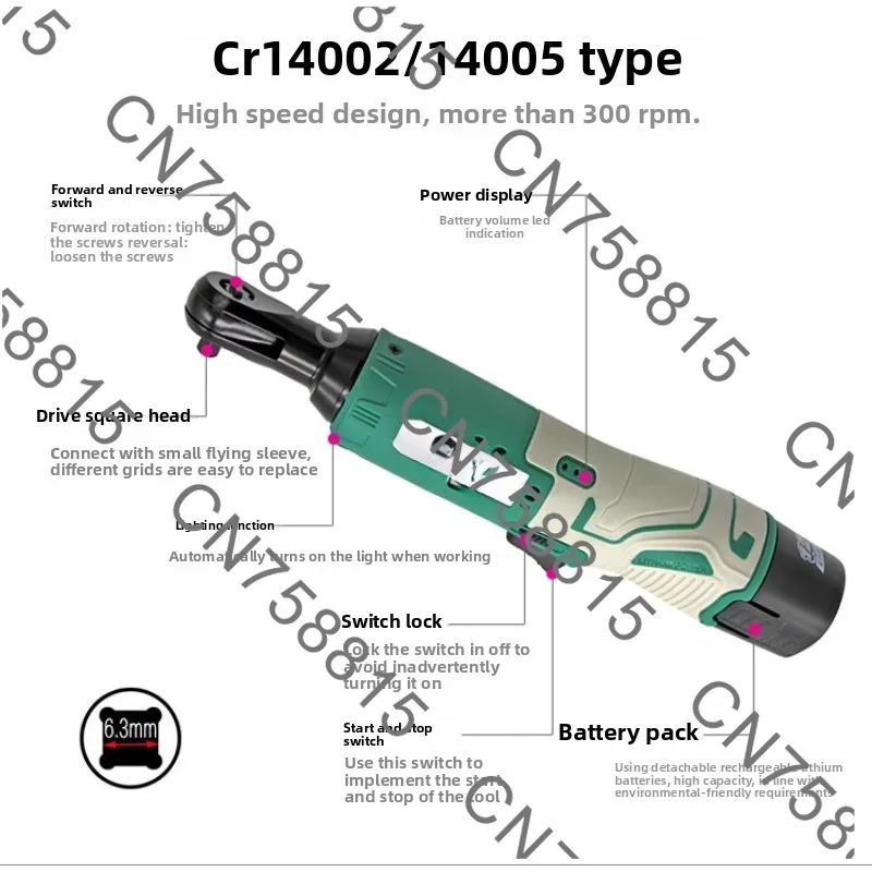 

Cordless lithium-ion right-angle drill tool 1/4 inch 90-degree electric ratchet wrench for tight space operation