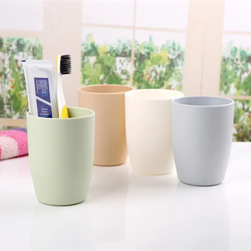 Round Plastic Toothbrush Cup Lovers Toothbrush Cup Simple Household Bathroom Toilet Wash Cup Gargle Cup