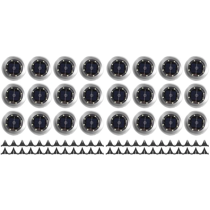 A04G-24 Pack Solar Lights Outdoor Garden 8 LED Solar Disk Lights Outdoor IP65 Waterproof For Garden Pathway Lawn Patio Yard