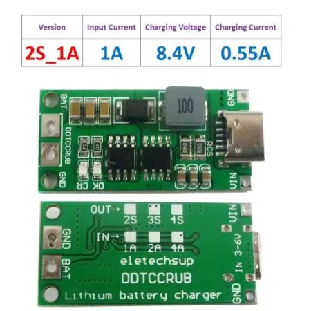 Multi-Cell 2S 3S 4S Type-C To 8.4V 12.6V 16.8V Step-Up Boost LiPo Polymer Li-Ion Charger 7.4V 11.1V 14.8V 18650 Lithium Battery