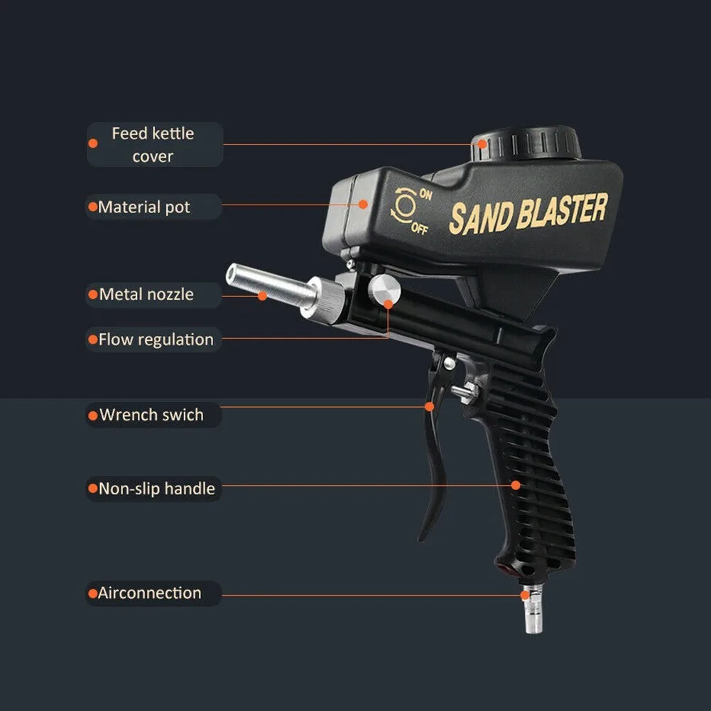 

Polishing Burr Rust Removal Kit Pneumatic Sand Blasting Tool Gravity Sandblasting Gun Adjustable Mini Blasting Machine Spray Gun