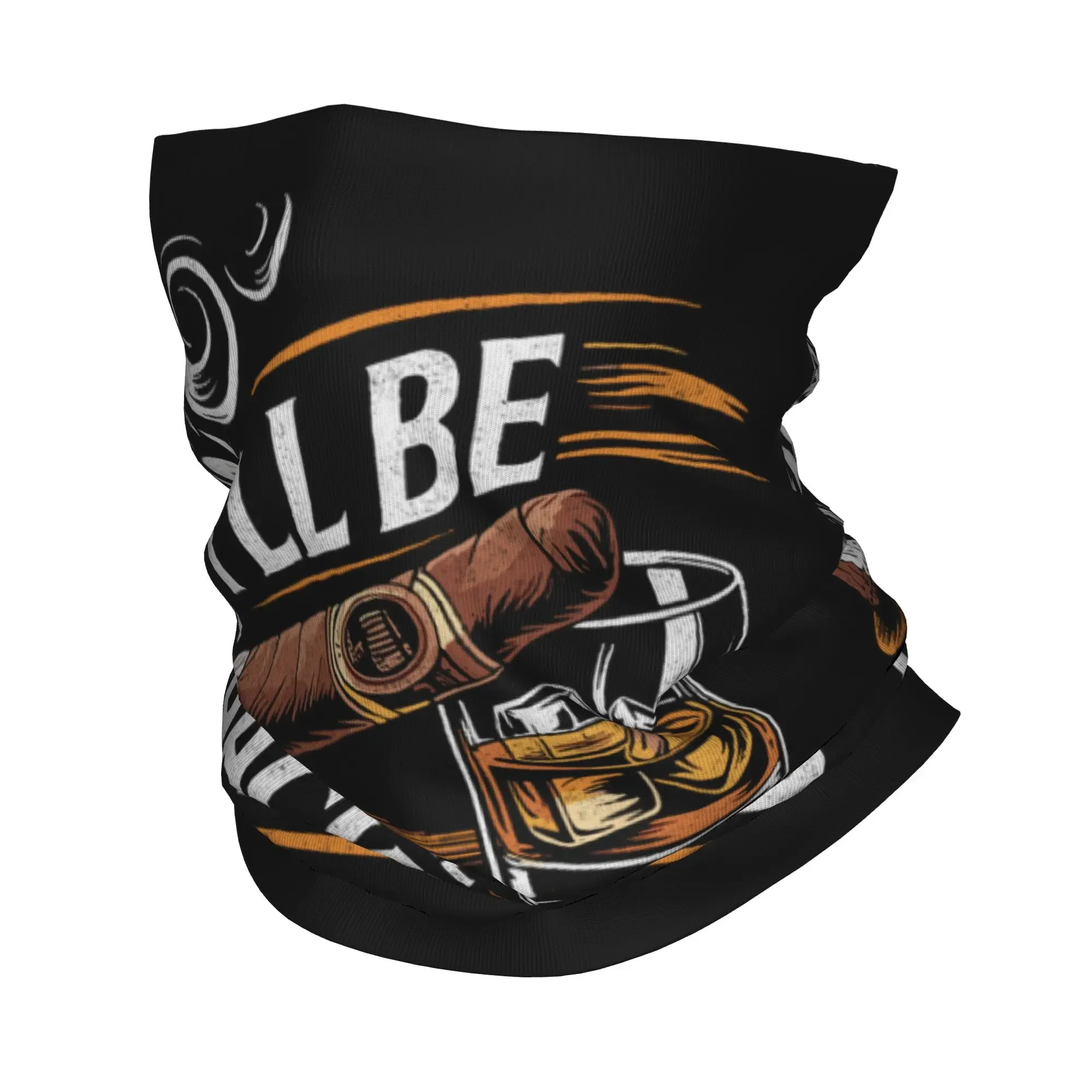 New Be in Backyard Funny Cigar And Bourbon Bandana Neck Gaiter Balaclavas Mask Scarf Printed Humor Headwear Fishing Adult Breath