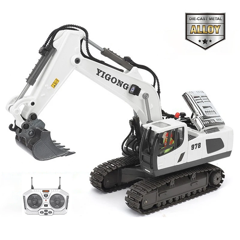 2.4G High Tech 11 Channels RC Excavator Dump Trucks Bulldozer Alloy Plastic Engineering Vehicle Electronic Toys For Boy Gifts