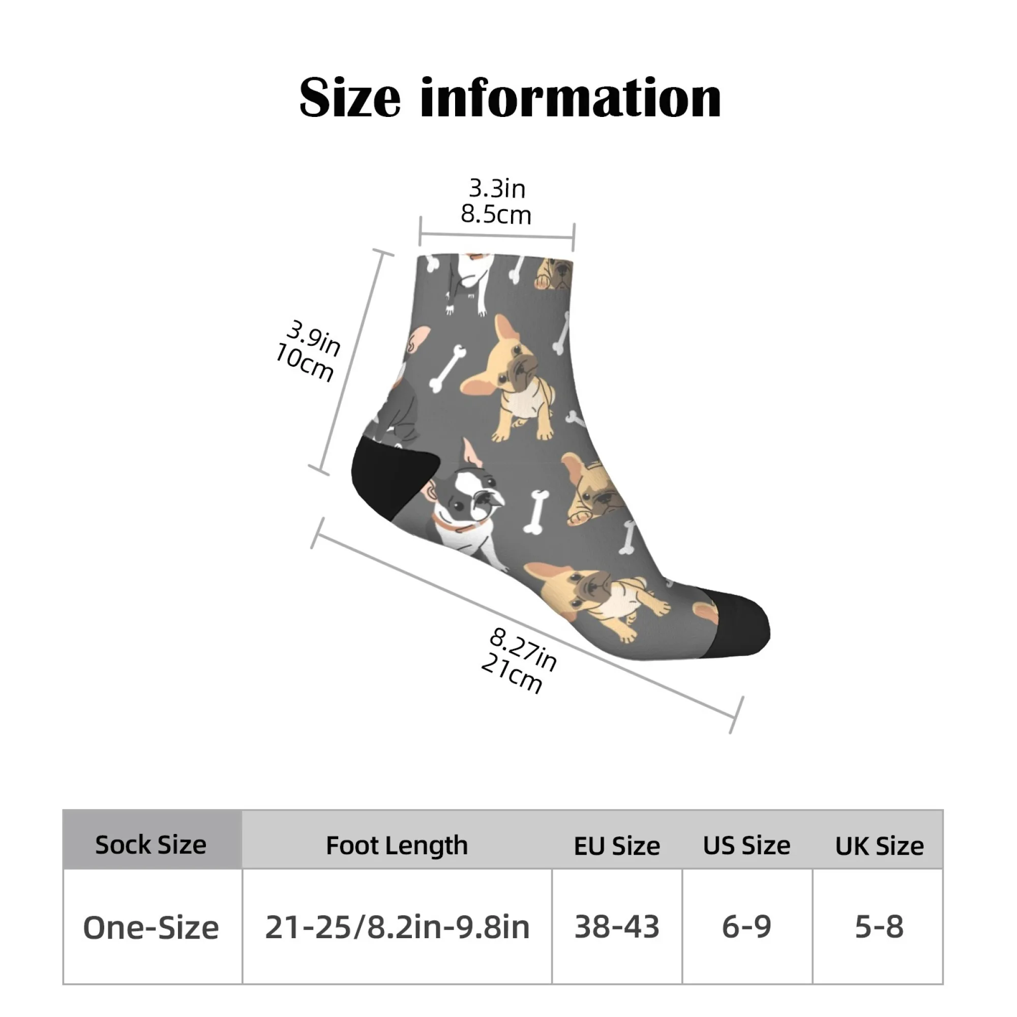 귀여운 만화 불독 해피 양말 하라주쿠 힙합 트렌드 크루 양말 부드럽고 편안한 캐주얼 스포츠 양말 참신 재미 있은 선물